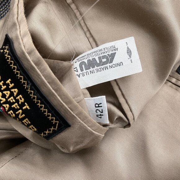 Hart Schaffner Marx Blazer Men 42R Blue Prince Edward Plaid Classic Jacket VTG - Picture 13 of 14